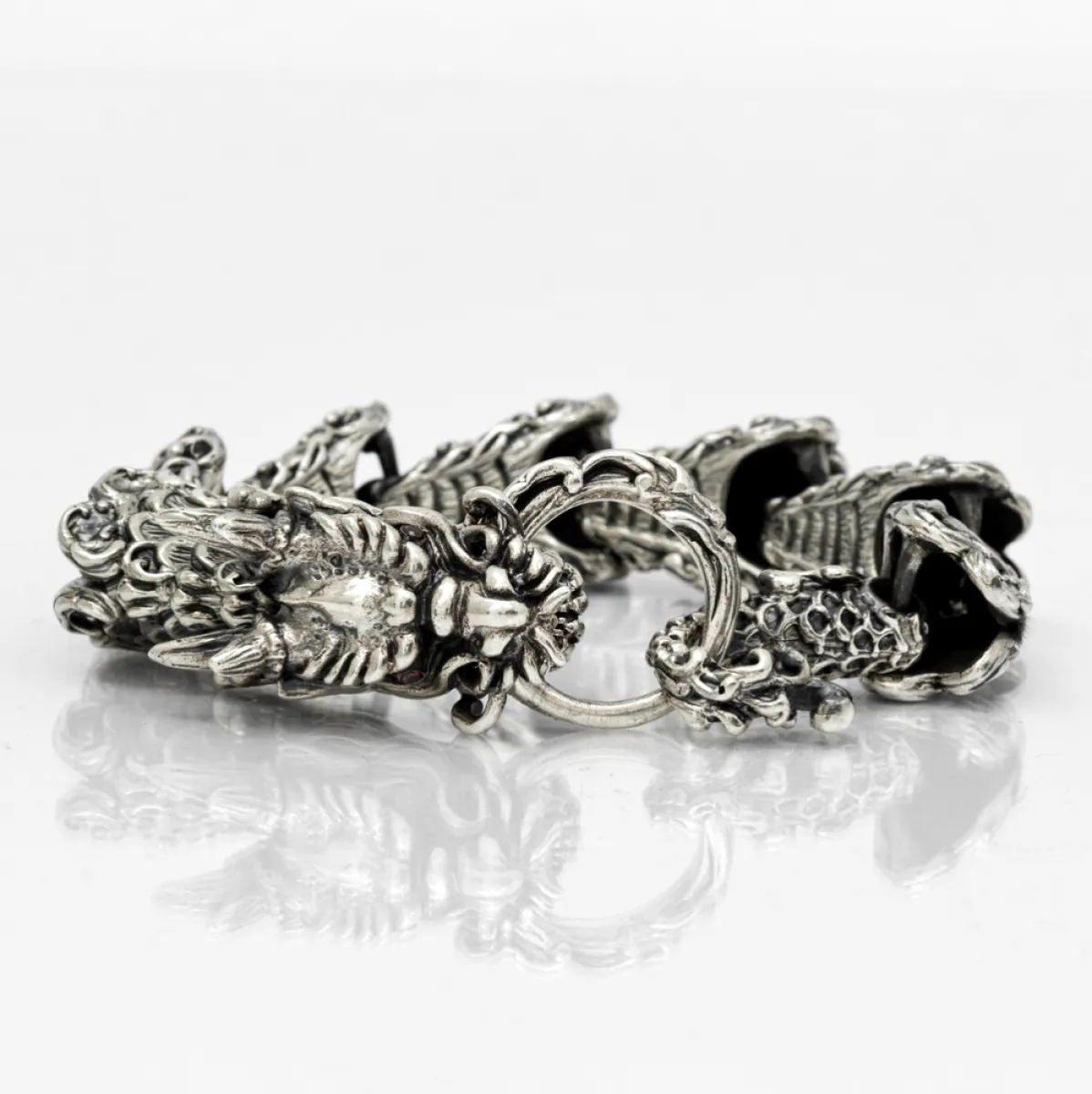 Bratara masiva zale flexibile dragon Argint