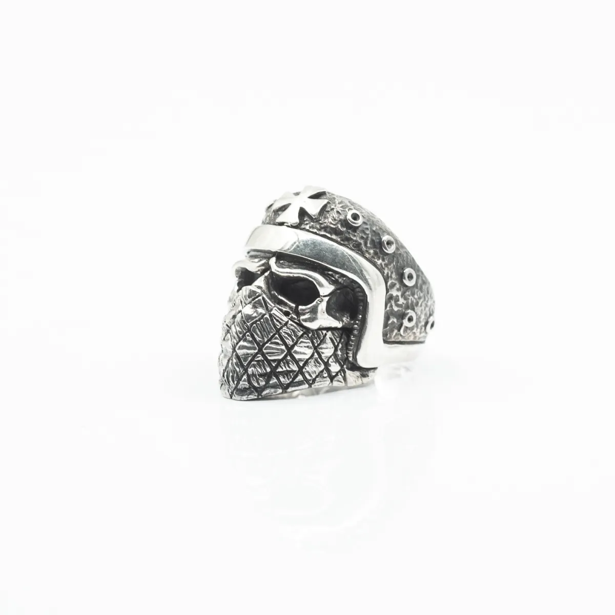Inel craniu motociclist bandana Argint