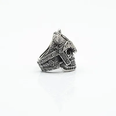 Inel craniu casca de viking Argint - 3