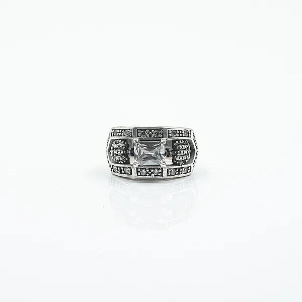 Inel coroane zirconiu transparent Argint