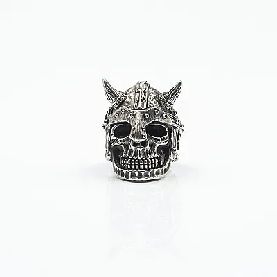 Inel craniu casca de viking Argint - 1