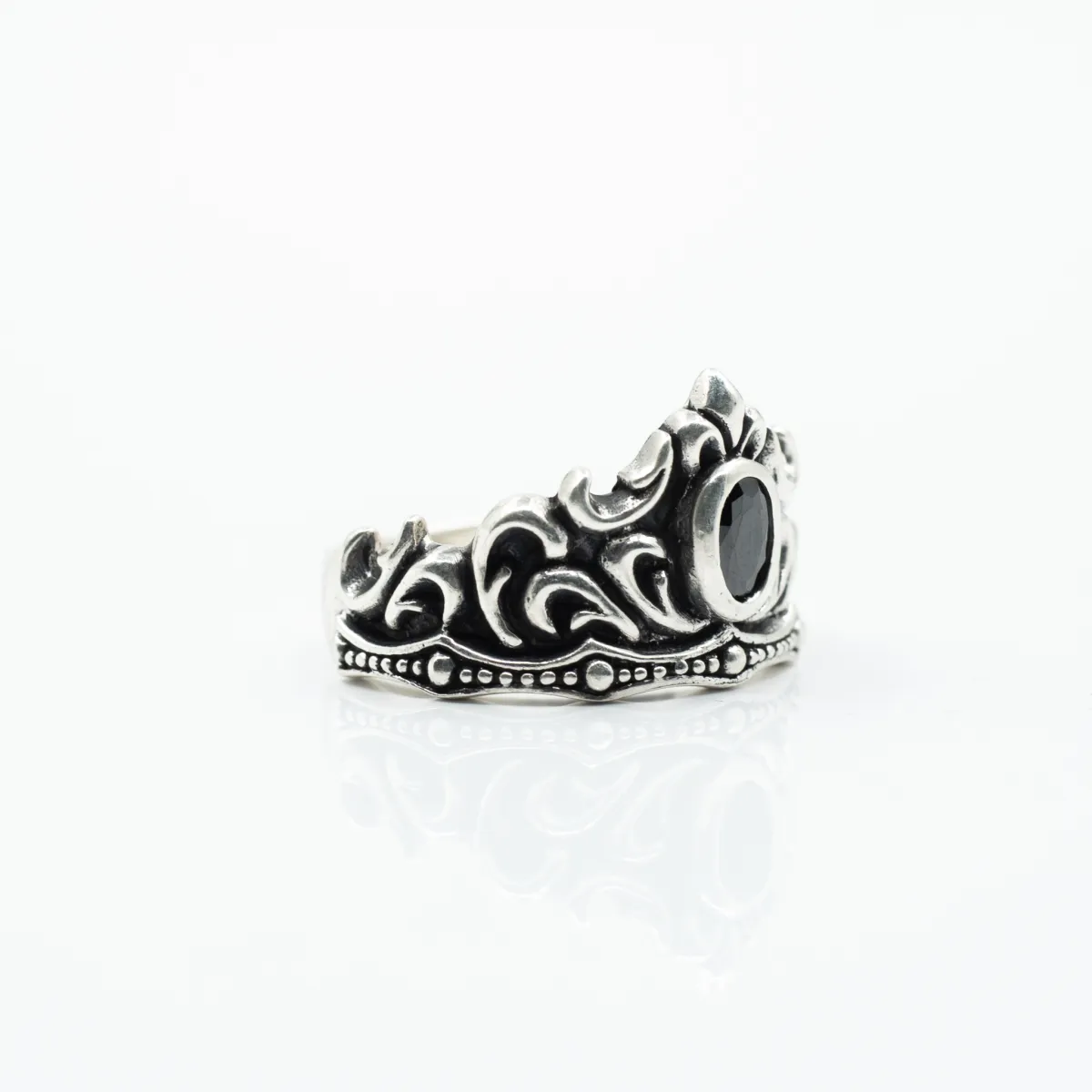 Inel tiara cz negru Argint