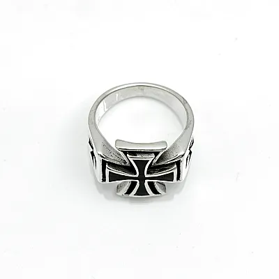 Inel cruce malteza neagra m Argint - 4