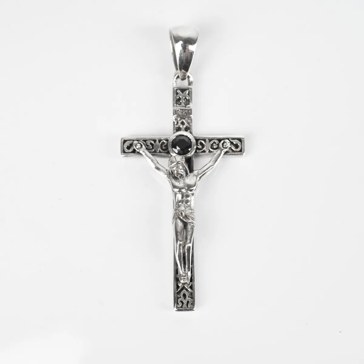 Pandantiv cruce Isus mic zirconiu Argint