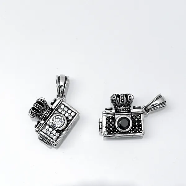 Pandantiv mini camera foto Argint