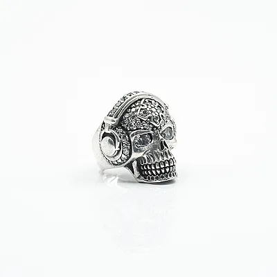 Inel craniu dj zirconii transparente Argint - 2