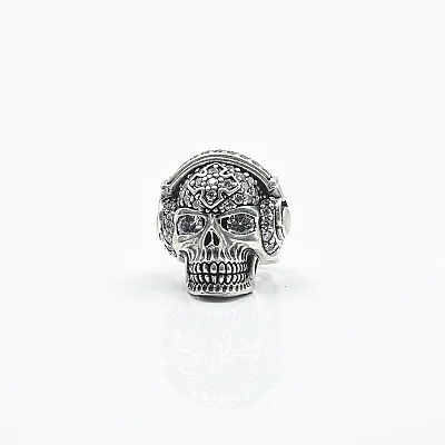 Inel craniu dj zirconii transparente Argint - 1