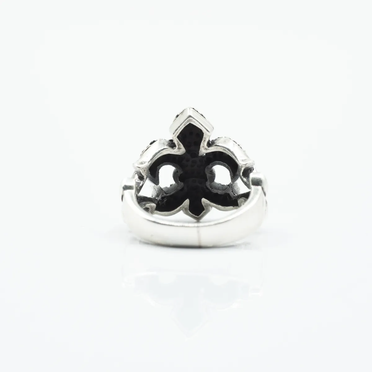Inel Fleur de Lys c.z.negru Argint