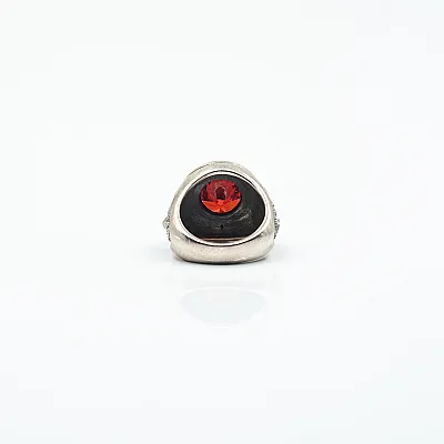 Inel rotund muschetar zirconiu rosu Argint - 3