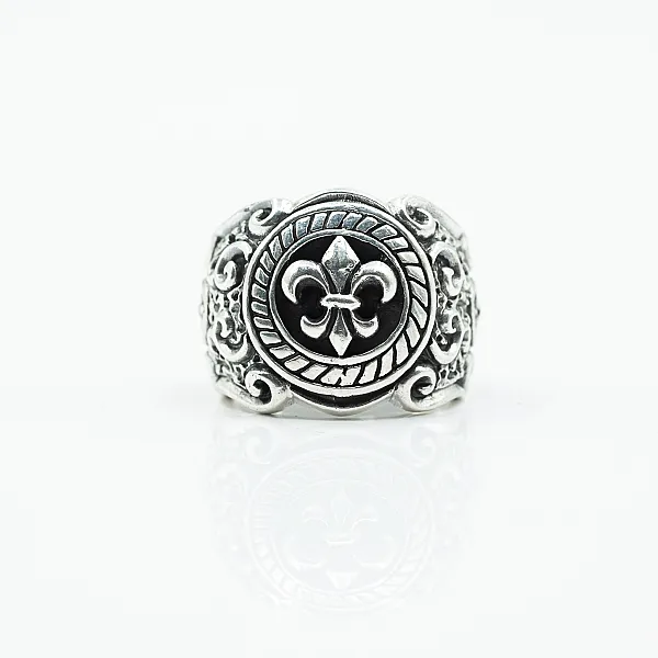 Inel Fleur de Lys bombat broderie Argint