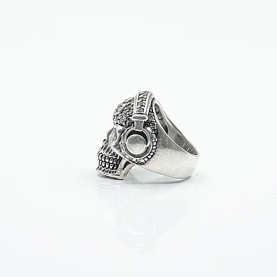 Inel craniu dj zirconii transparente Argint - 5