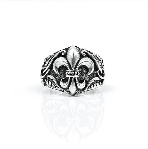 Inel gotic Fleur de Lys l Argint