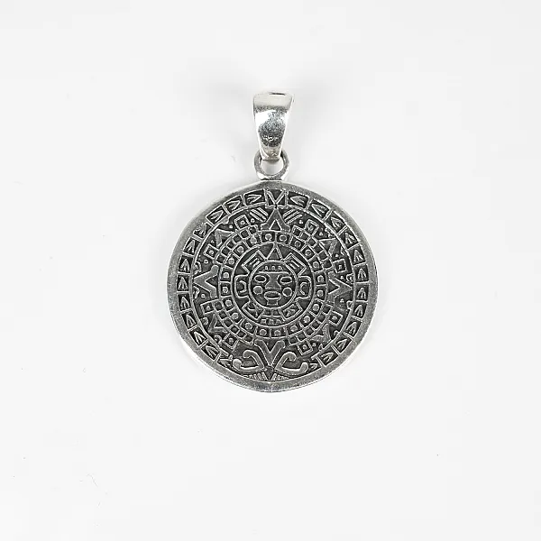 Pandantiv moneda calendar Mayas Argint