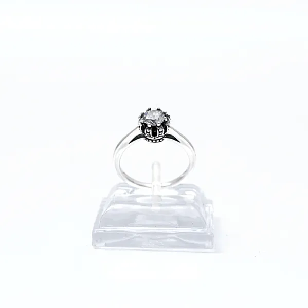 Inel solitaire coronita zirconiu transparent Argint