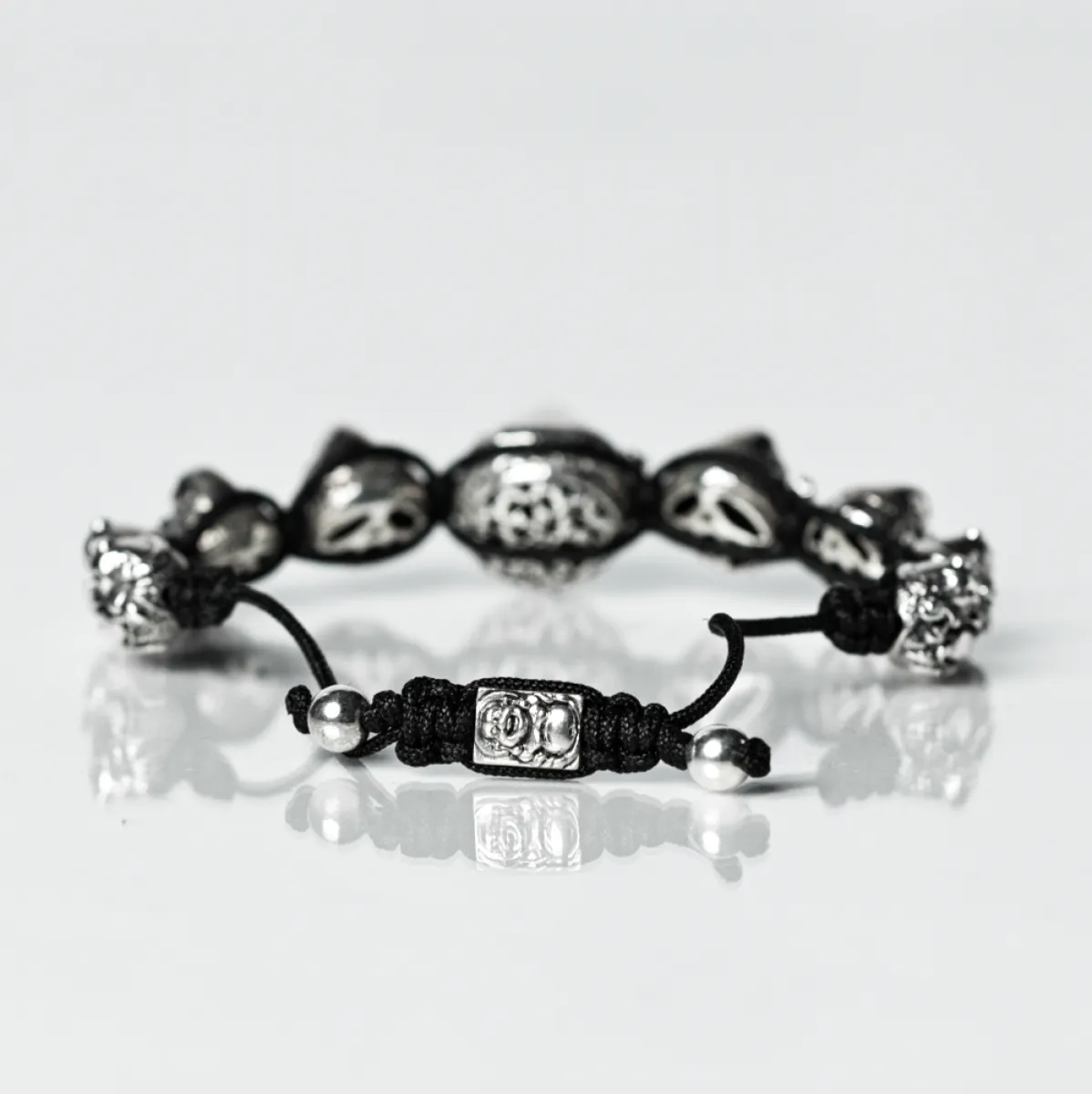 Bratara textila 9 Buddha Argint