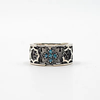 Inel cruci gotice c.z.bleu Argint - 1