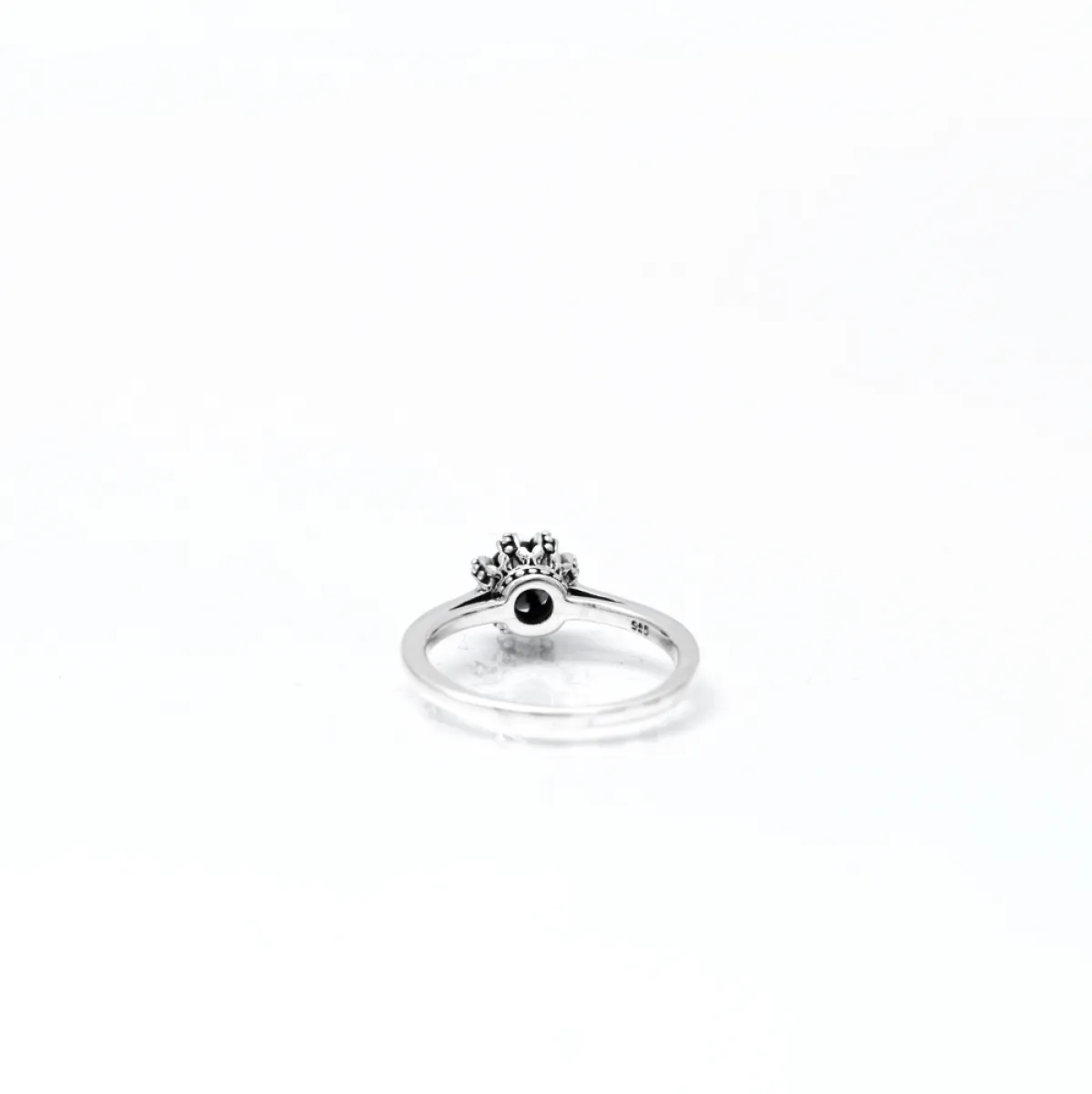 Inel solitaire coronita zirconiu negru Argint