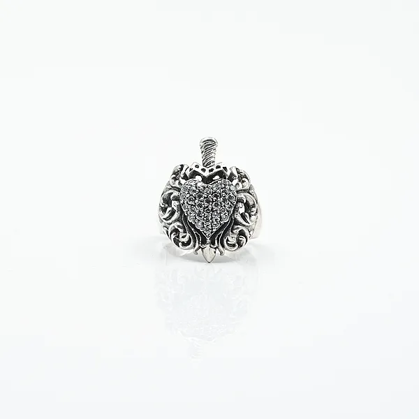 Inel gotic inima neinfricata cz.transparent Argint