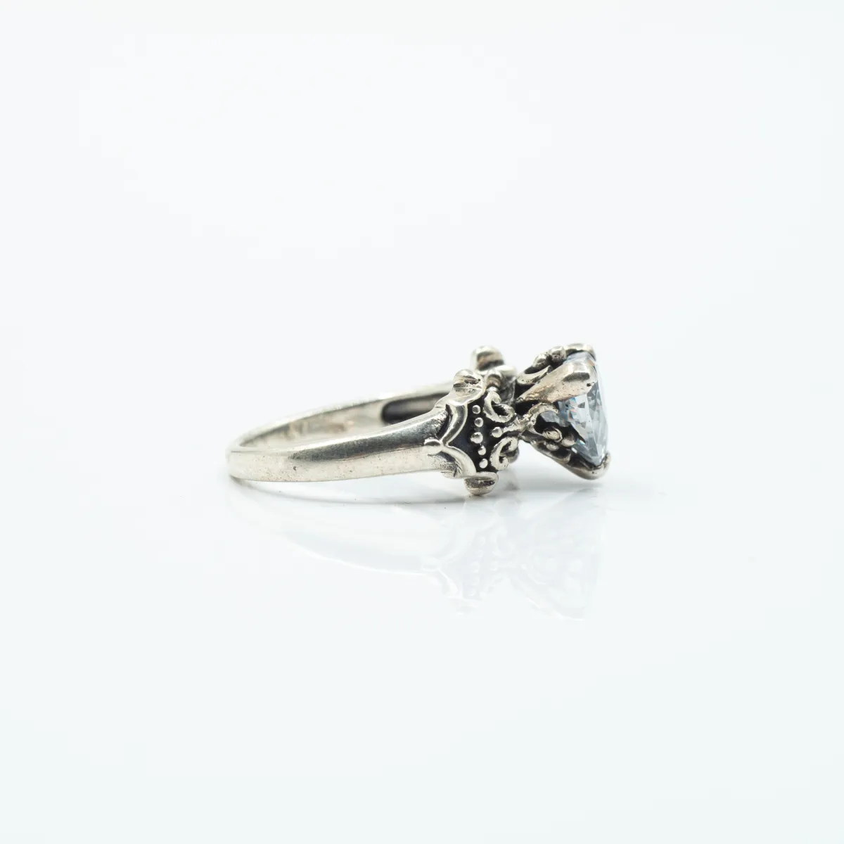 Inel gotic inima c.z.transparent Argint