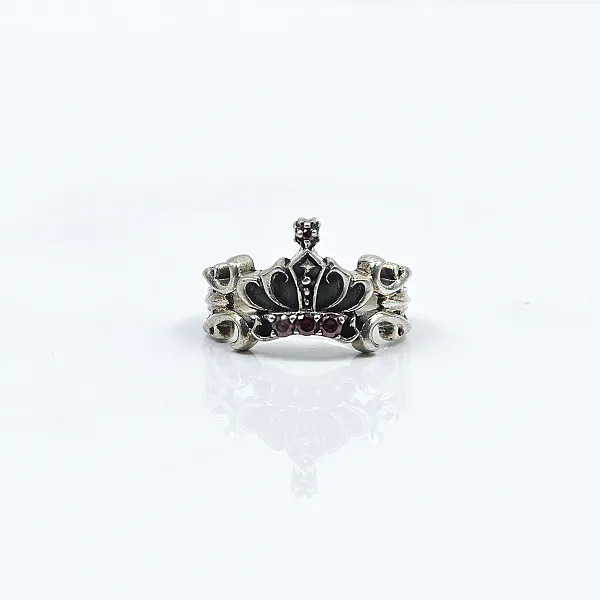 Inel model tiara c.z.rosu Argint