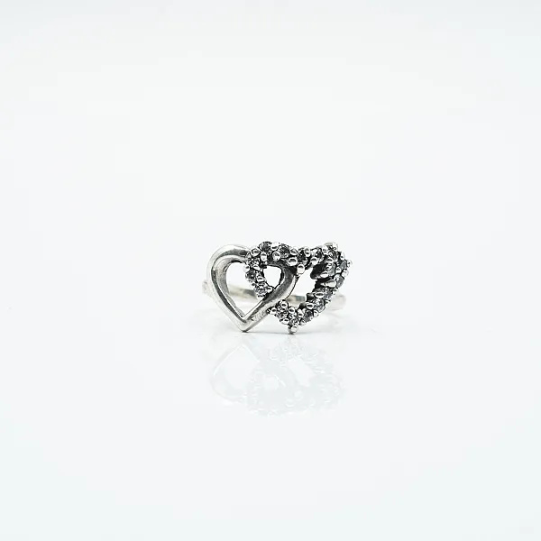 Inel doua inimi c.z.transparent Argint