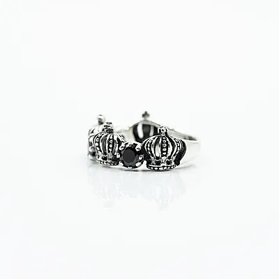Inel coronite cubic zirconia negru Argint - 5