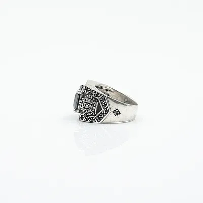 Inel gotic coroane zirconiu negru Argint - 5