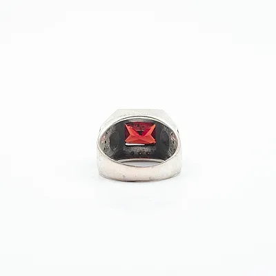 Inel gotic coroane zirconiu rosu Argint - 4