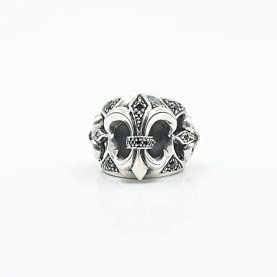 Inel crin imperial zirconiu negru Argint - 1