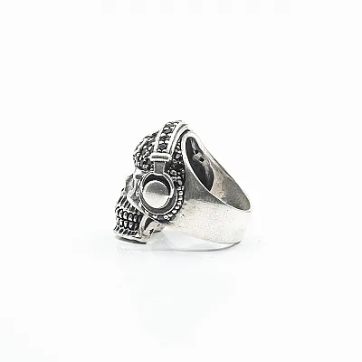 Inel craniu dj zirconii negre Argint - 5