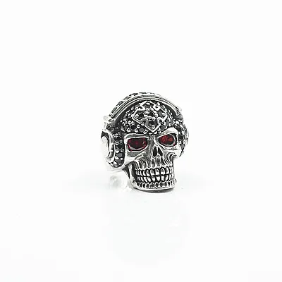 Inel craniu dj zirconii negre Argint - 2