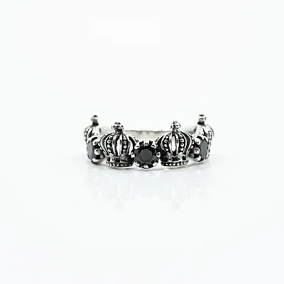 Inel coronite cubic zirconia negru Argint - 1
