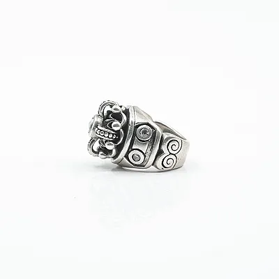 Inel gotic coroana zirconiu transparent Argint - 6