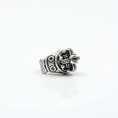 Inel gotic coroana zirconiu rosu Argint - 2