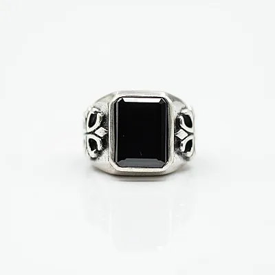 Inel gotic cruce c.z negru Argint - 1