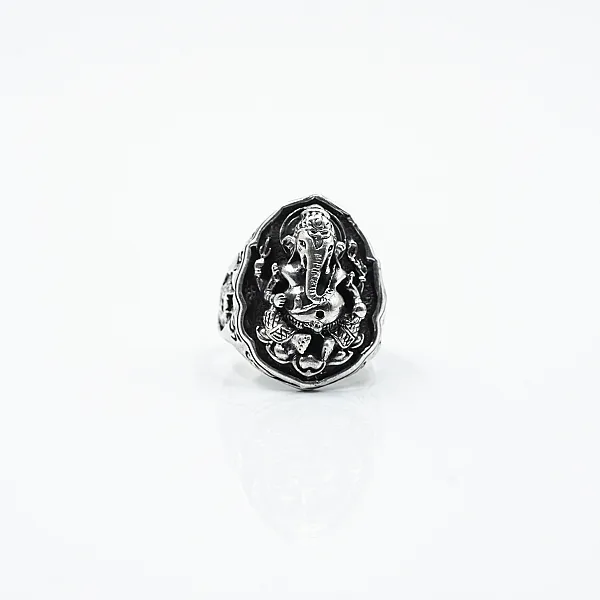Inel oval Ganesha Argint