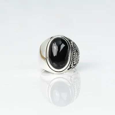 Inel gotic piatra sarpe onix Argint - 1
