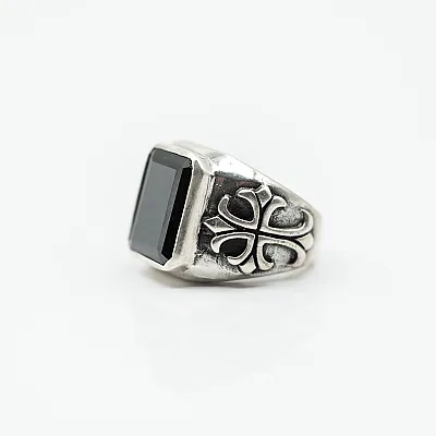Inel gotic cruce c.z negru Argint - 6