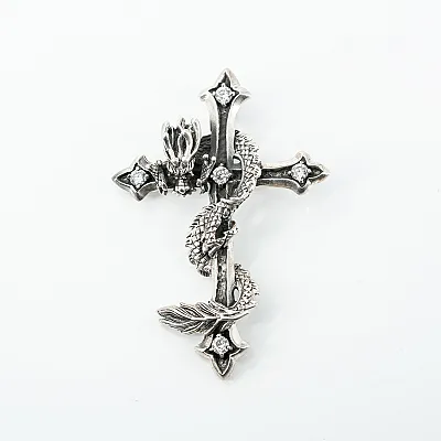 Pandantiv cruce dragon cubic zirconia Argint - 1