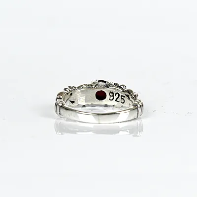Inel gotic roze rosu Argint - 3