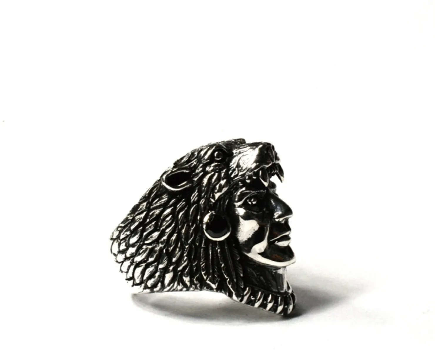 Inel cap indian urs Argint