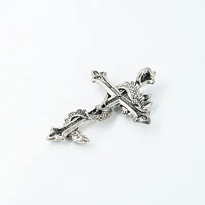 Pandantiv cruce dragon cubic zirconia Argint - 2