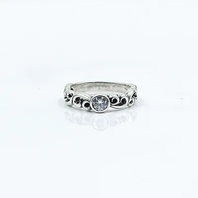 Inel gotic bucle c.z.transparent Argint - 1