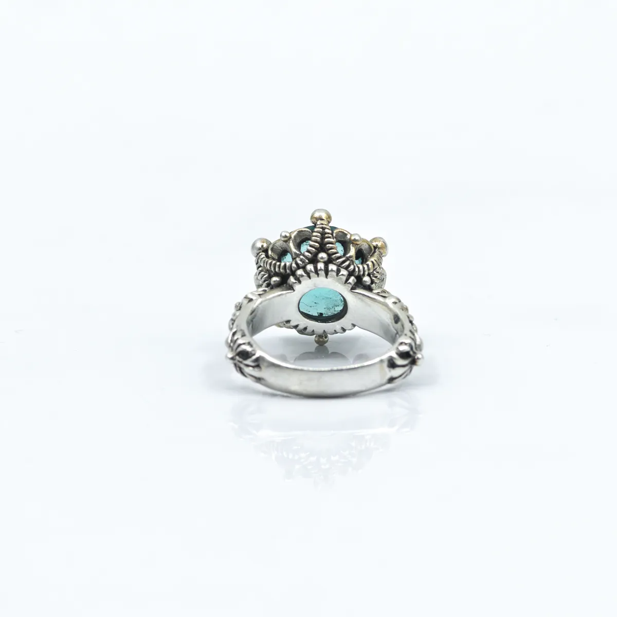 Inel solitaire coroana c.z bleu Argint