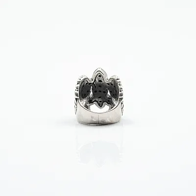 Inel Fleur de Lys aripi cz.negru Argint - 3