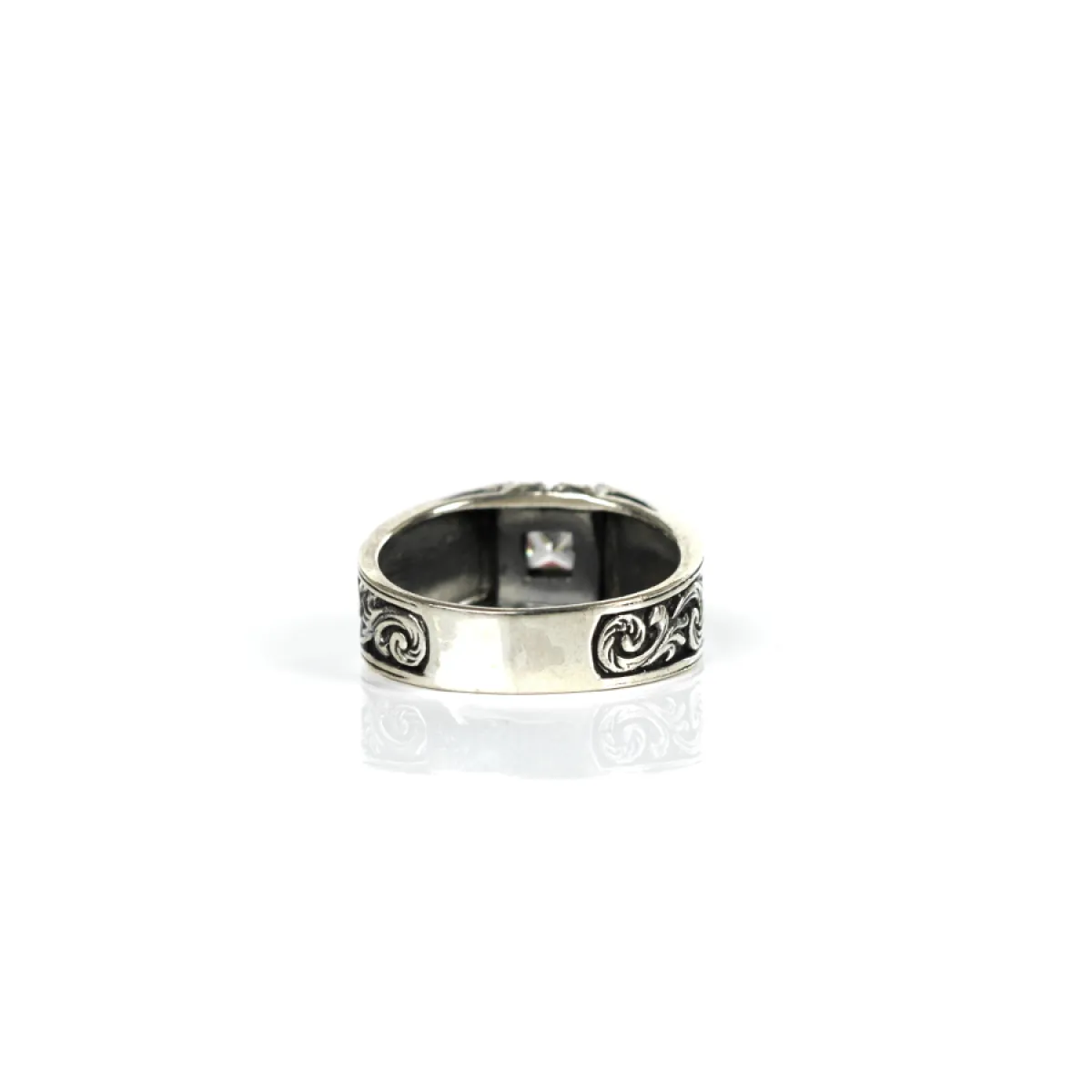 Inel slim gotic broderie c.z.transparent Argint