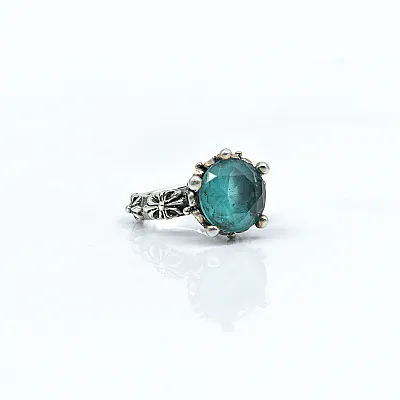 Inel solitaire coroana c.z bleu Argint - 5