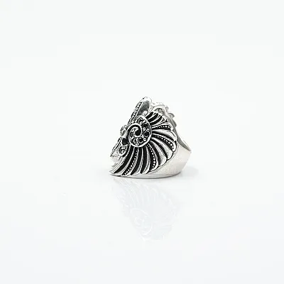 Inel Fleur de Lys aripi cz.negru Argint - 4