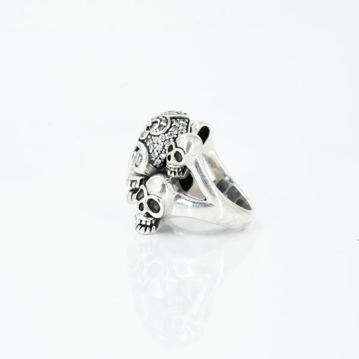 Inel cranii familie mare cz.transparent Argint