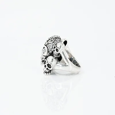 Inel cranii familie mare cz.transparent Argint - 3